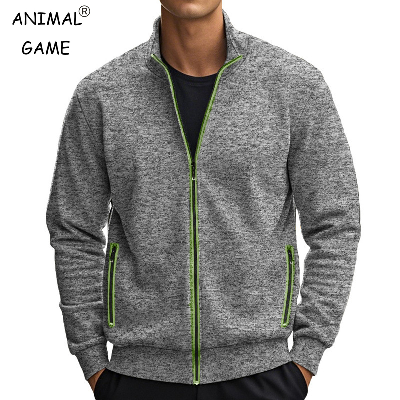 Street Fashion Game - Mens Stand Collar Sweatshirt Contrast Color