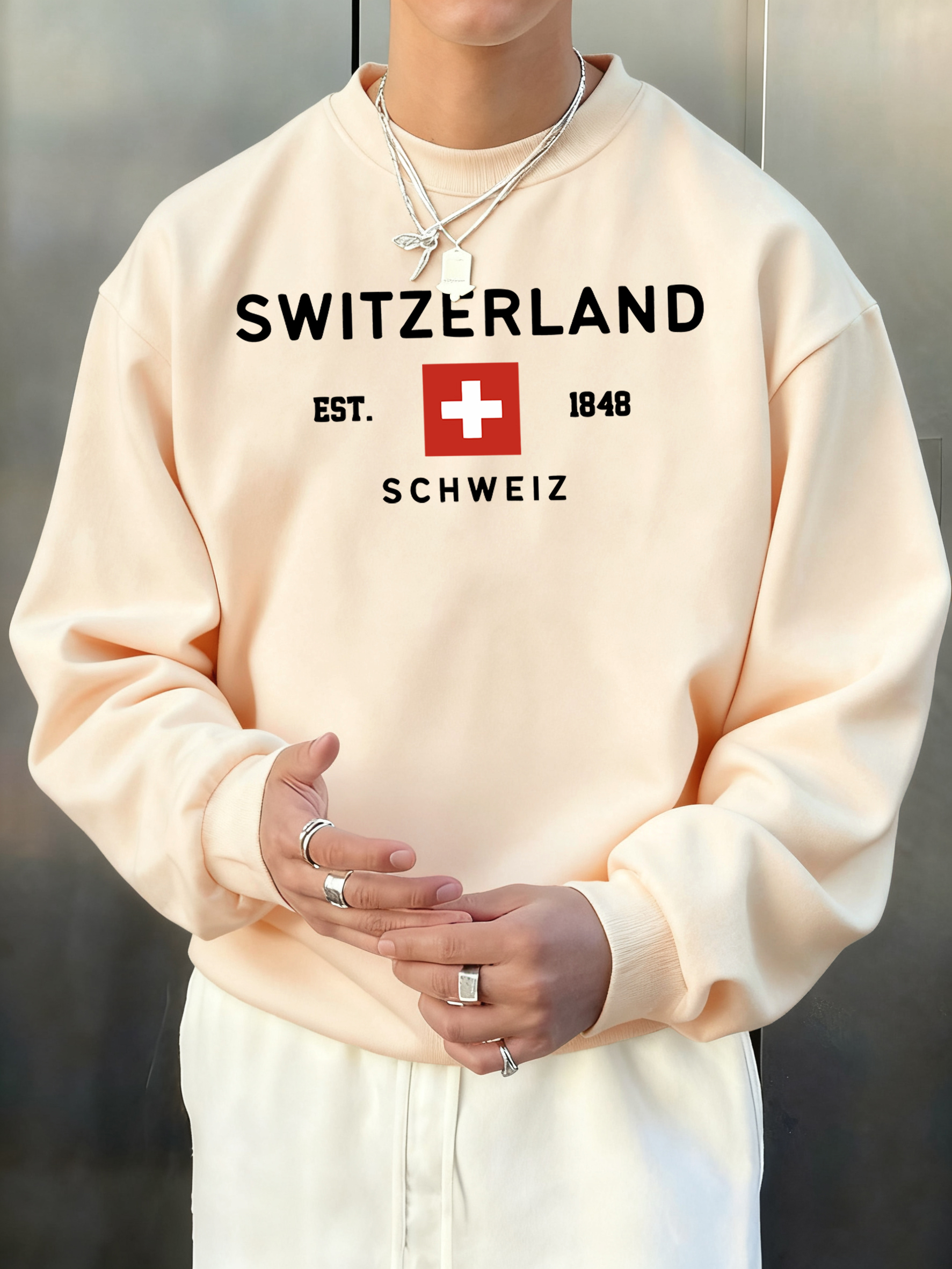 Street Fashion Elements - Switzerland Est 1848 Printing Sweatshirt Men