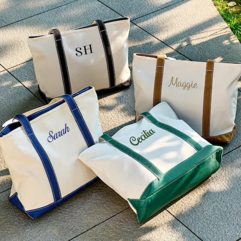 Tote Bag Canvas Print - Embroidered Name Tote Bag, Fashion Custom