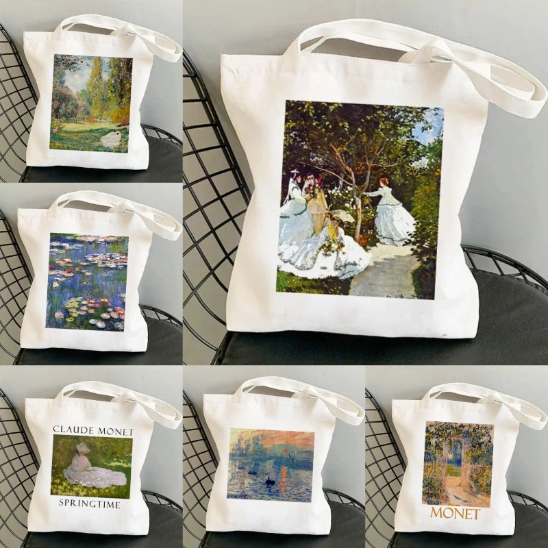 Tote Bag Canvas Print - Kawaii Harajuku Monet Water Lilies Floral