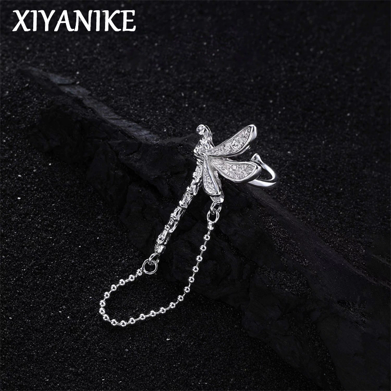 Street Fashion Earrings - XIYANIKE Dragonfly Chain Tassel No Hole
