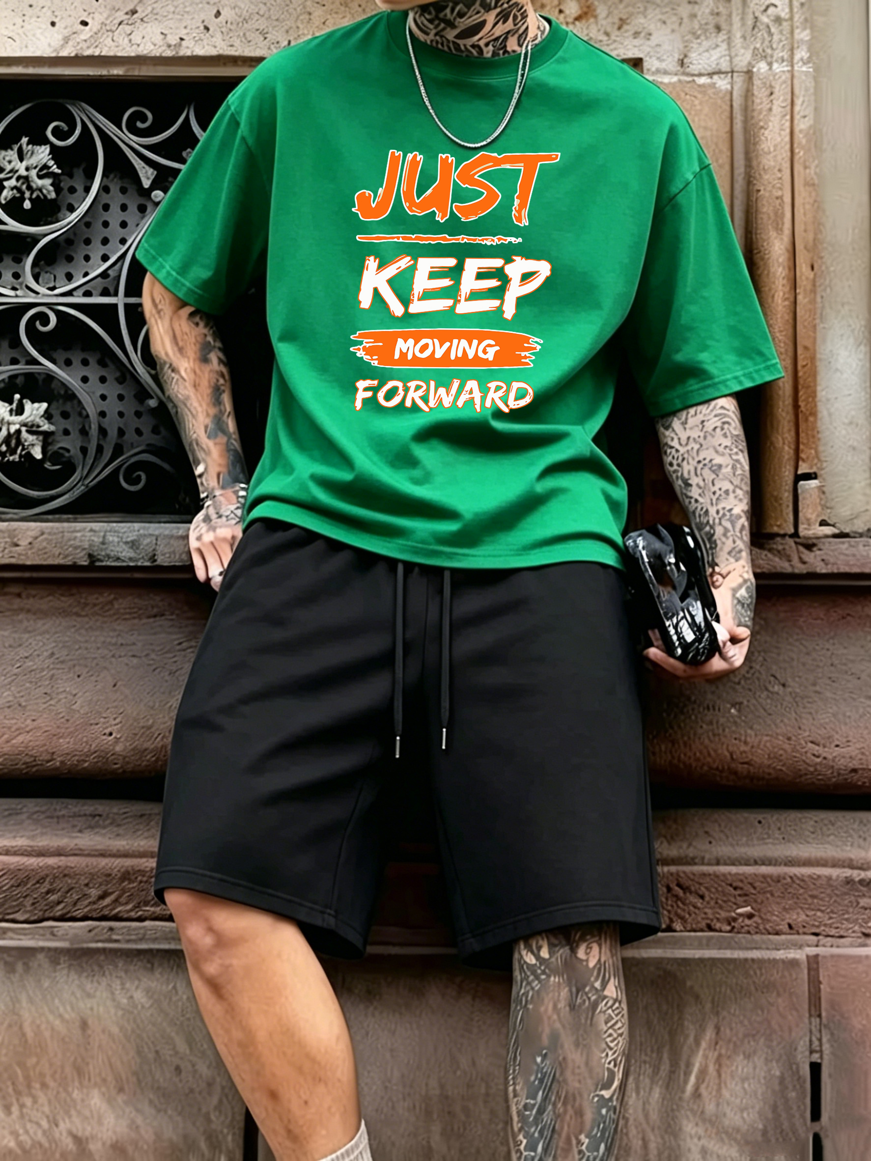 Street Fashion Elements - Just Keep Moving Forward Printed Summer