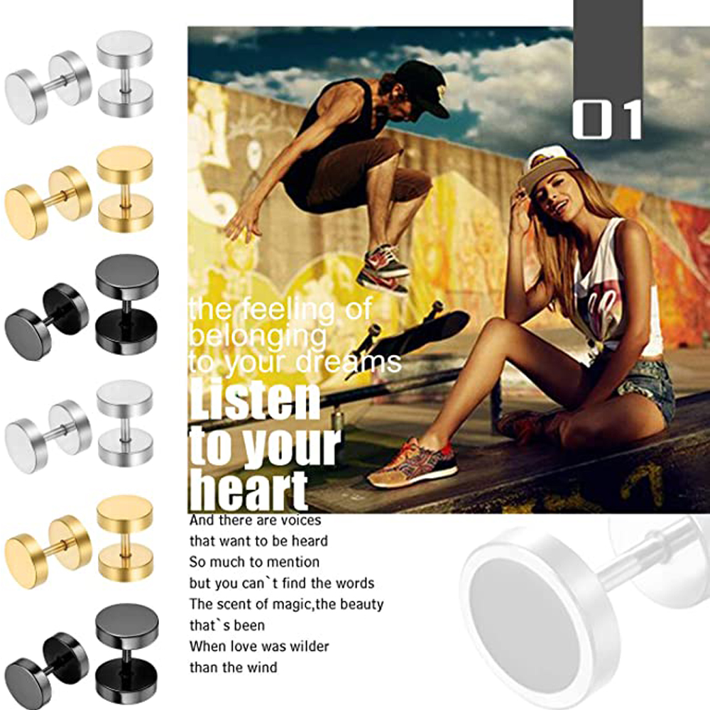 2 Piece Punk Stainless Steel S - Street Fashion Earrings recension och pris