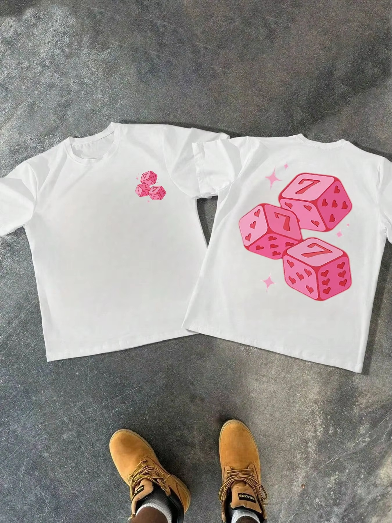 Summer Fashion Pink Dice Patte - Street Fashion Couple recension och pris
