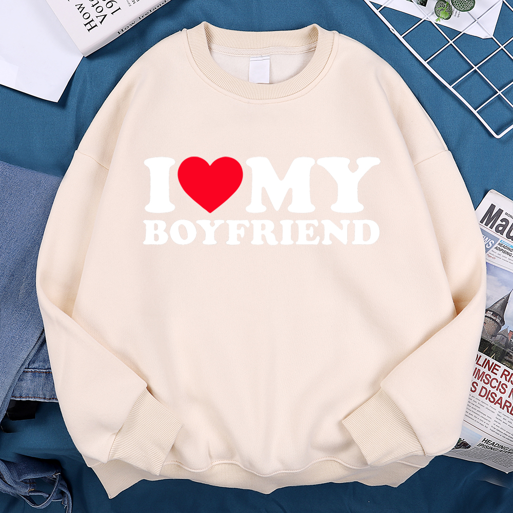 I Love My Boyfriend Letter Pri - Oversized Crewneck Fleece recension och pris