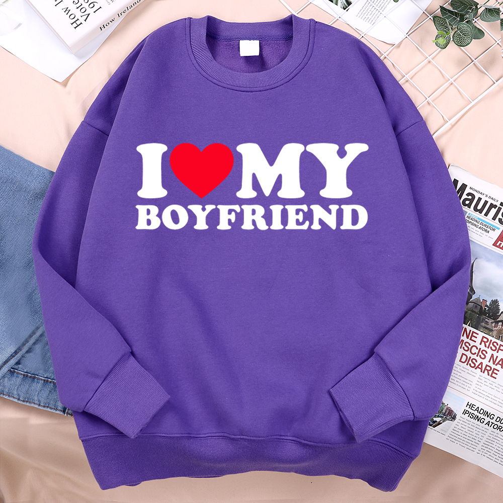 I Love My Boyfriend Letter Pri - Oversized Crewneck Fleece recension och pris