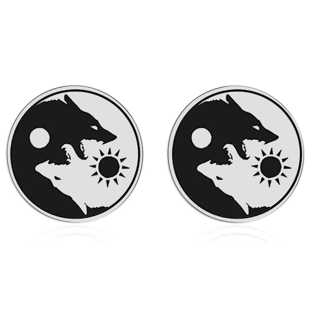 Vintage Viking Wolf Ying Yang  - Street Fashion Earrings recension och pris