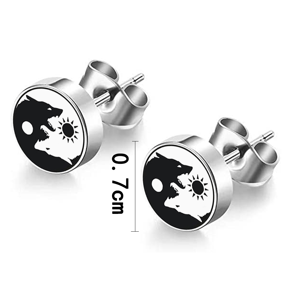 Vintage Viking Wolf Ying Yang  - Street Fashion Earrings recension och pris