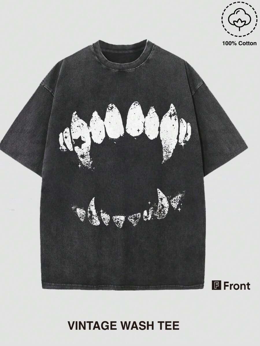 Black Teeth Graphic Tee Short  - Quirky Street Fashion recension och pris