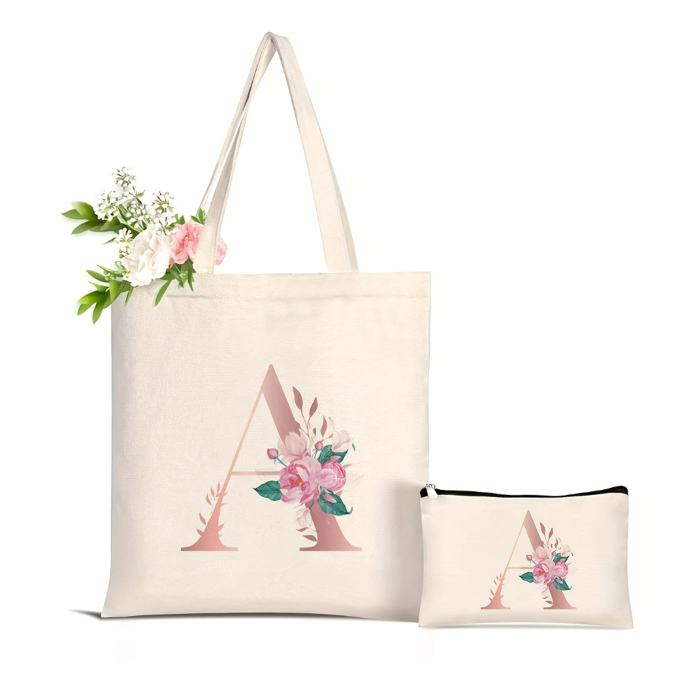 1pc Floral Love Letter Print T - Tote Bag Canvas Print recension och pris