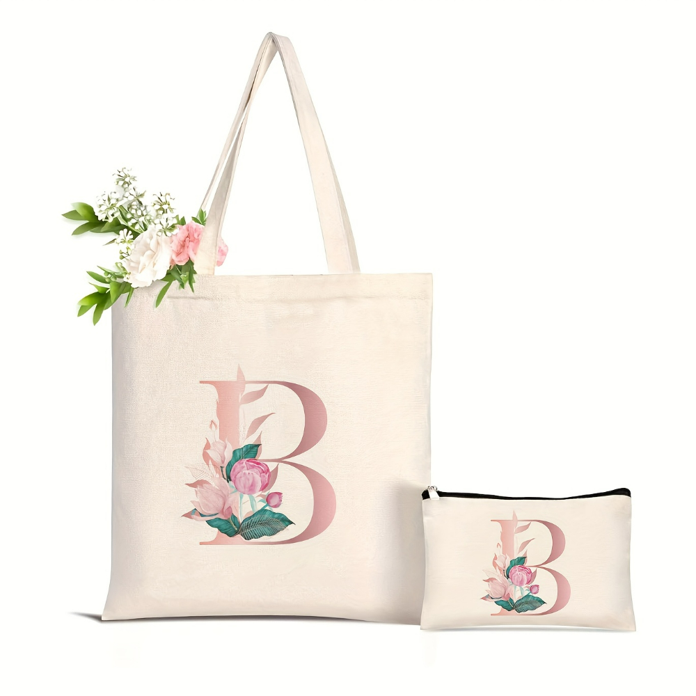 1pc Floral Love Letter Print T - Tote Bag Canvas Print recension och pris