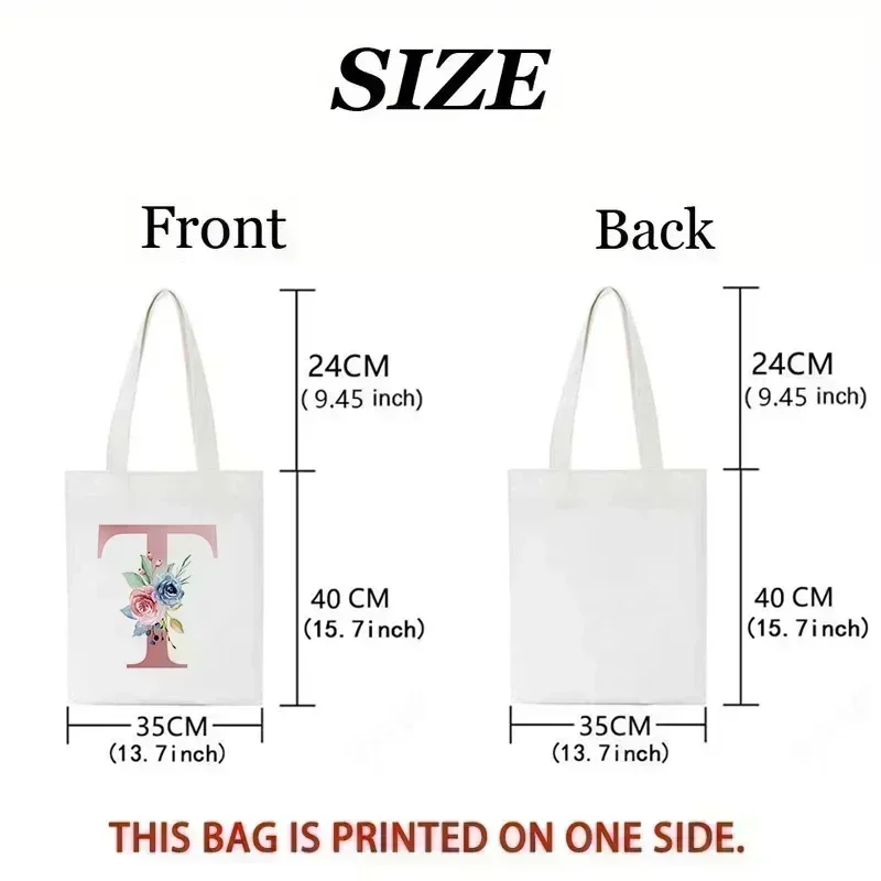 1pc Floral Love Letter Print T - Tote Bag Canvas Print recension och pris