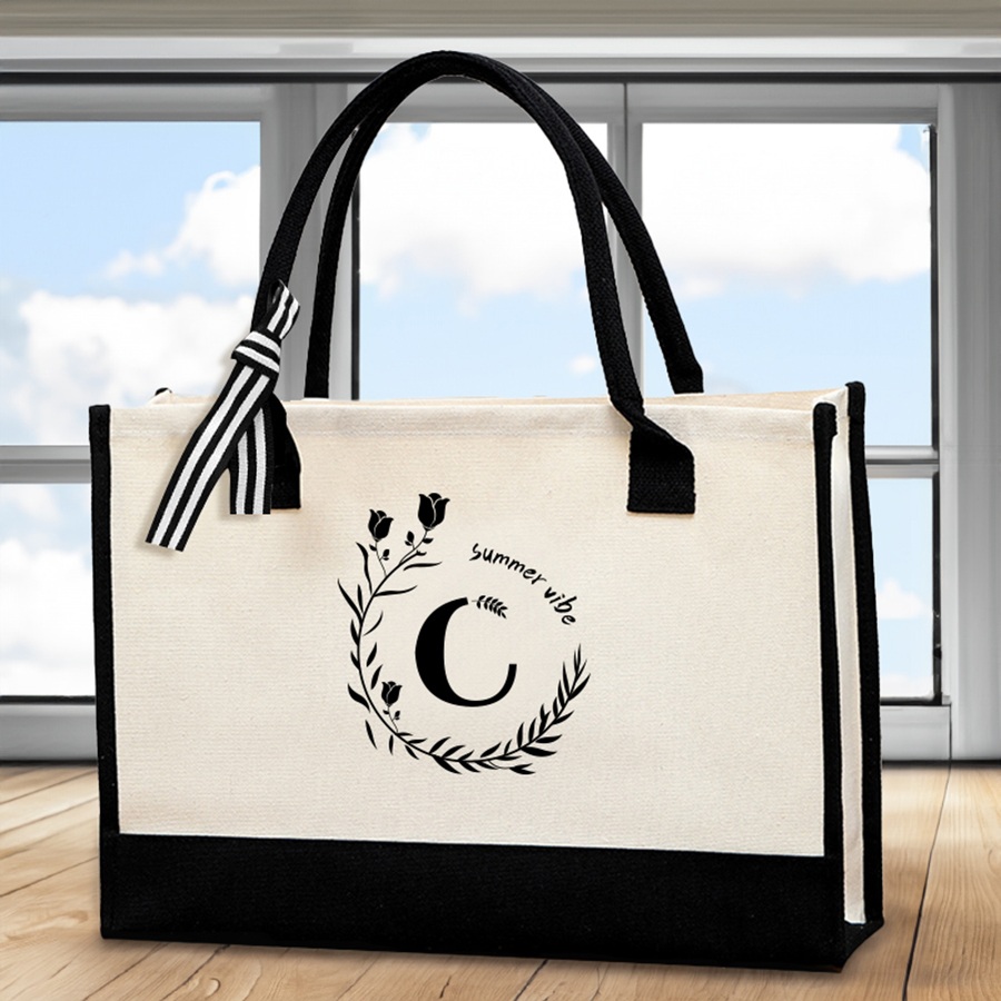 Leather letter print tote bag, - Tote Bag Canvas Print recension och pris