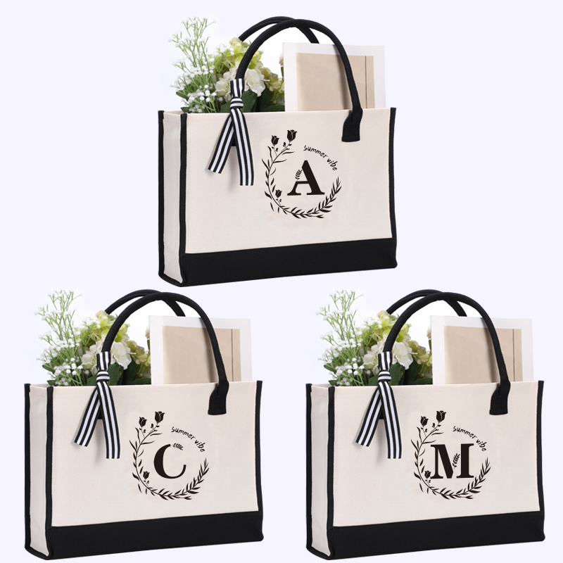 Leather letter print tote bag, - Tote Bag Canvas Print recension och pris