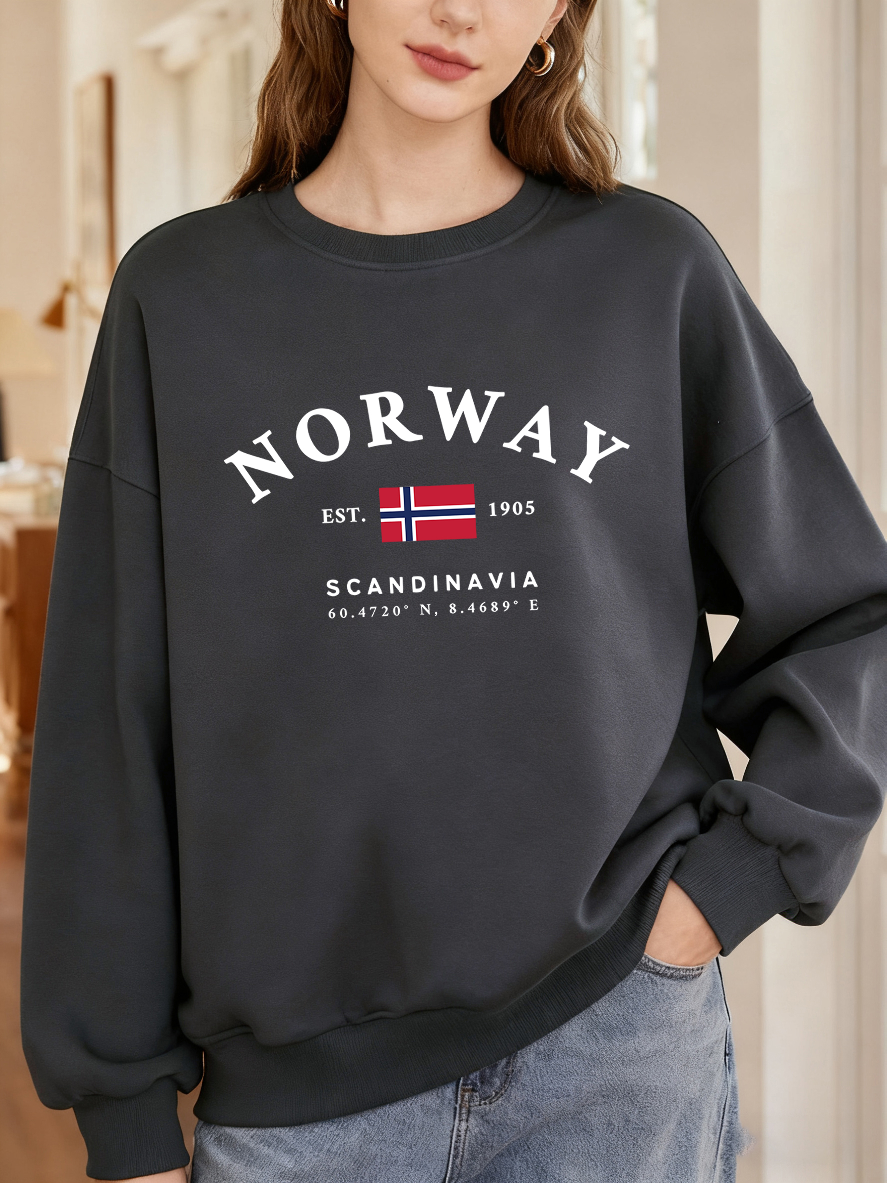 Norway Sandinavia Letter And F - Oversized Crewneck Fleece recension och pris