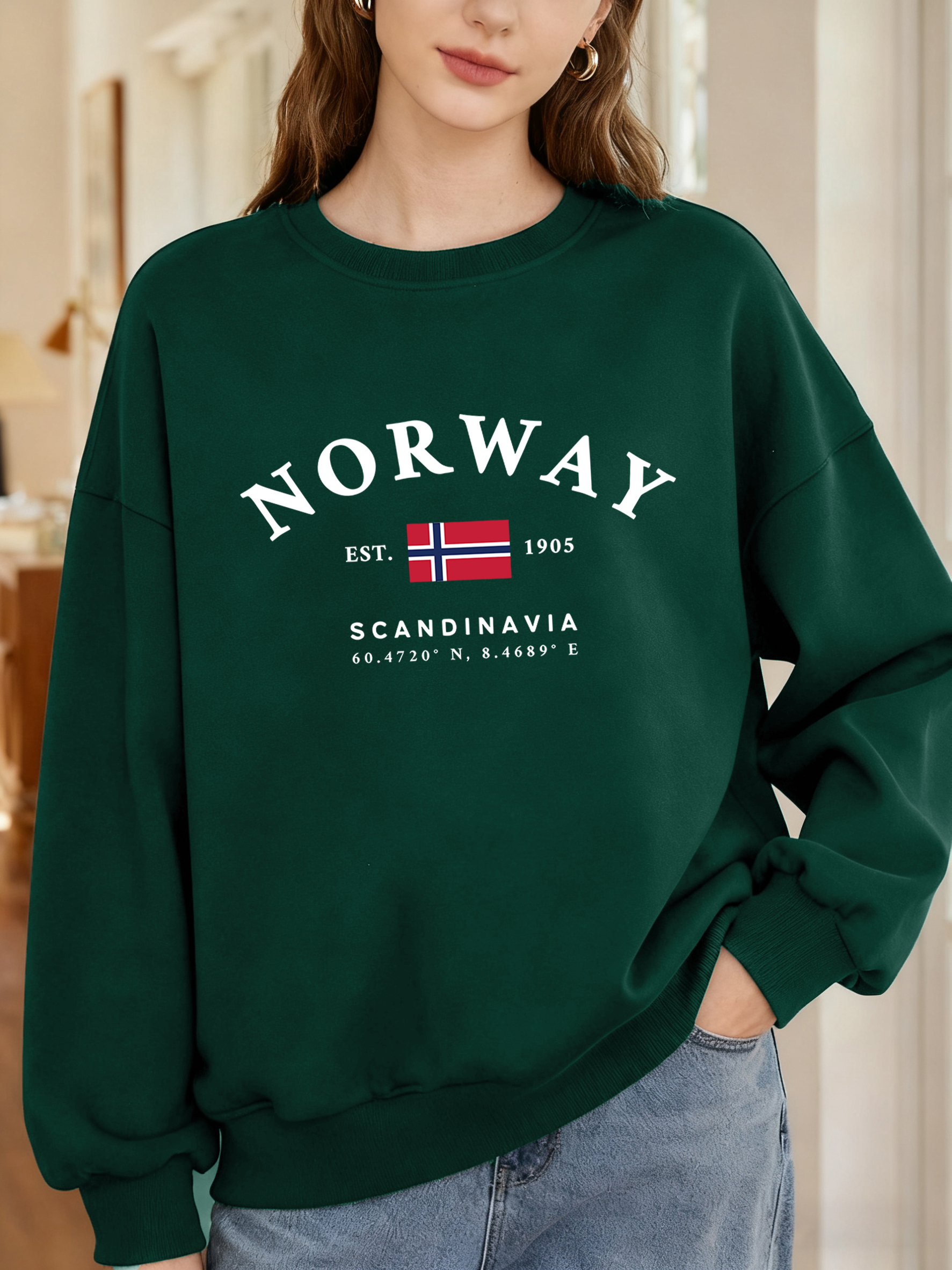 Norway Sandinavia Letter And F - Oversized Crewneck Fleece recension och pris