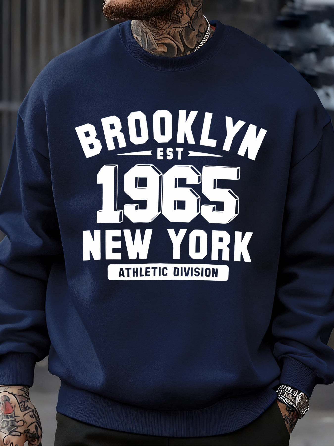 Brooklyn 1965 New York Printed - Oversized Crewneck Fleece recension och pris