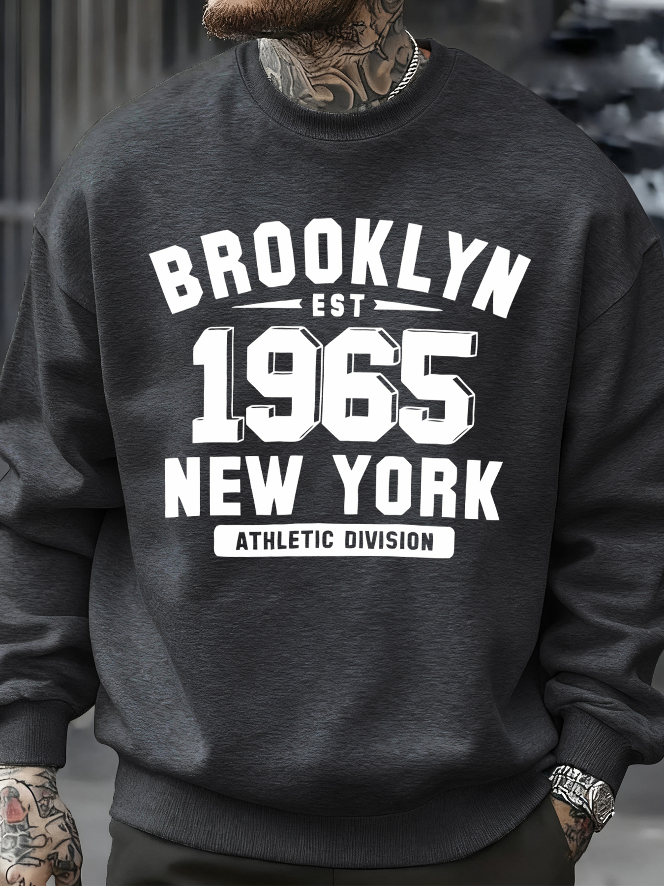 Brooklyn 1965 New York Printed - Oversized Crewneck Fleece recension och pris