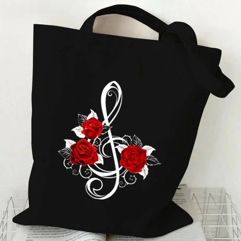 Music Note Heartbeat Printed C - Tote Bag Canvas Print recension och pris