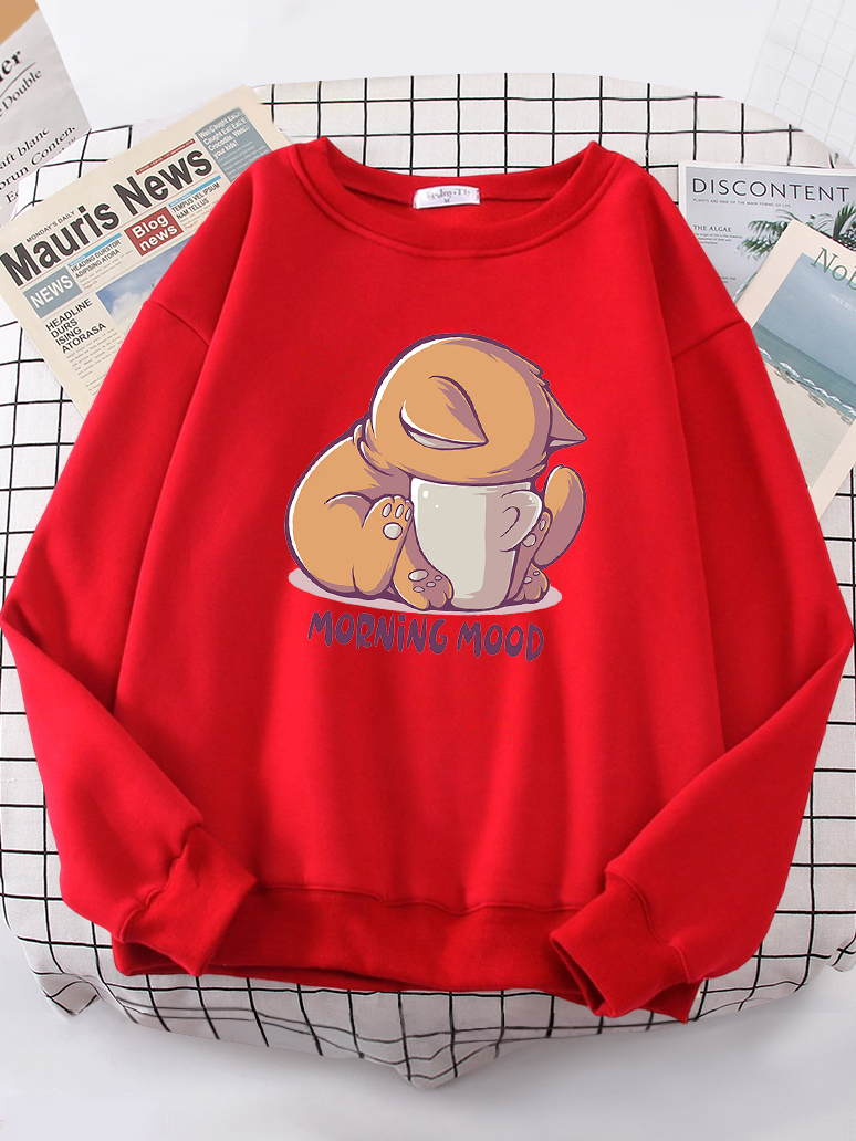 Cat Is Looking At The Cup Love - Oversized Crewneck Fleece recension och pris