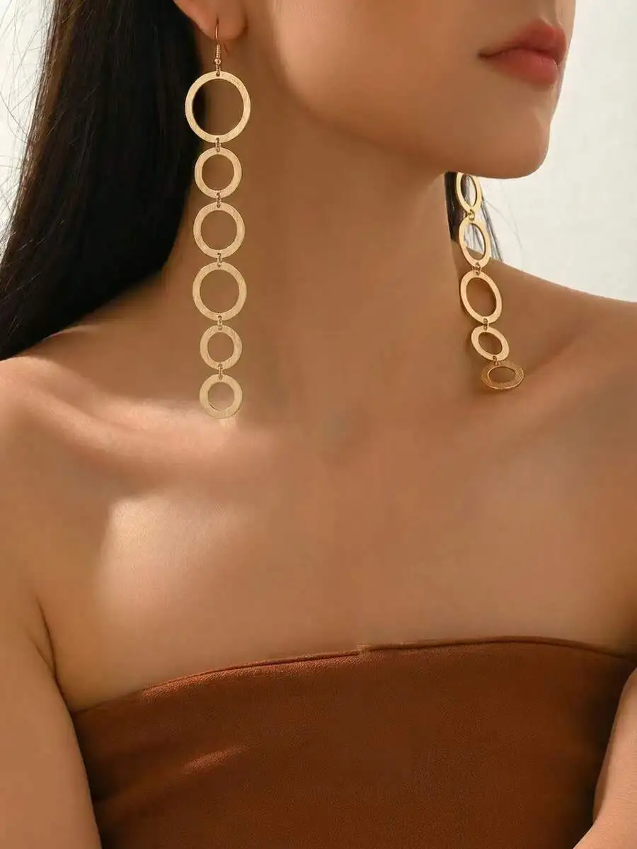 Creative Geometric Circle Dang - Street Fashion Earrings recension och pris