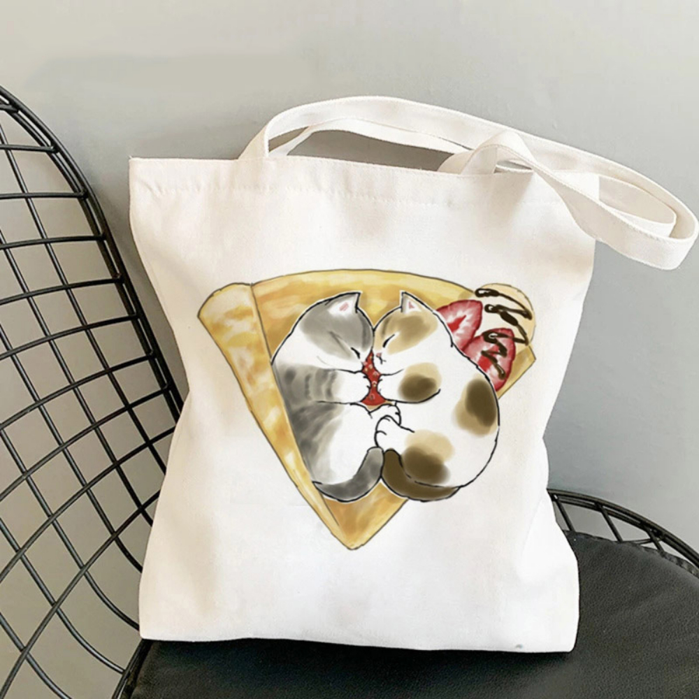 Kawai Cats and Food Creativity - Tote Bag Canvas Print recension och pris