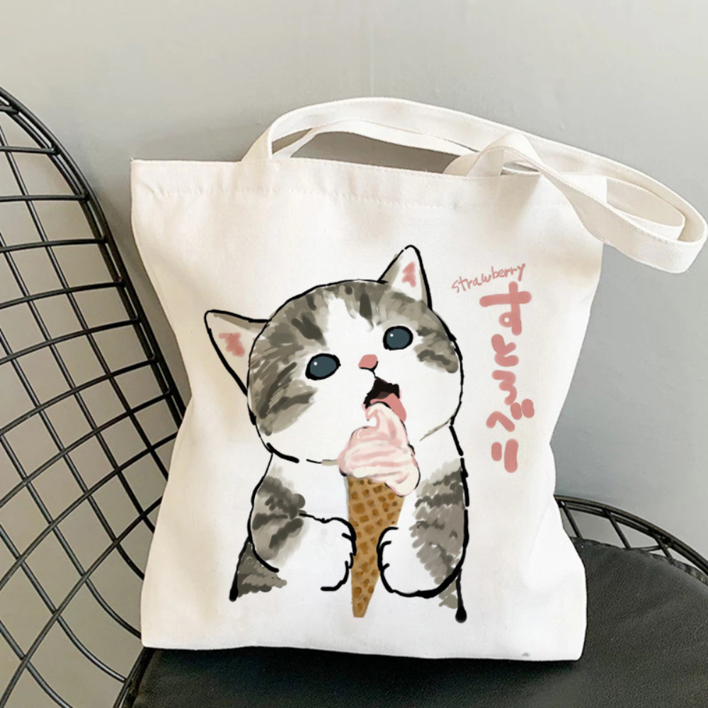 Kawai Cats and Food Creativity - Tote Bag Canvas Print recension och pris